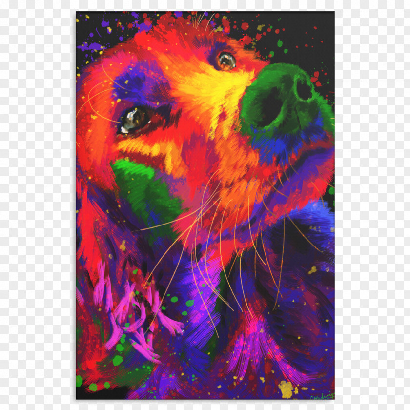 Maltese Shih Tzu Modern Art Feather Psychedelic Painting PNG