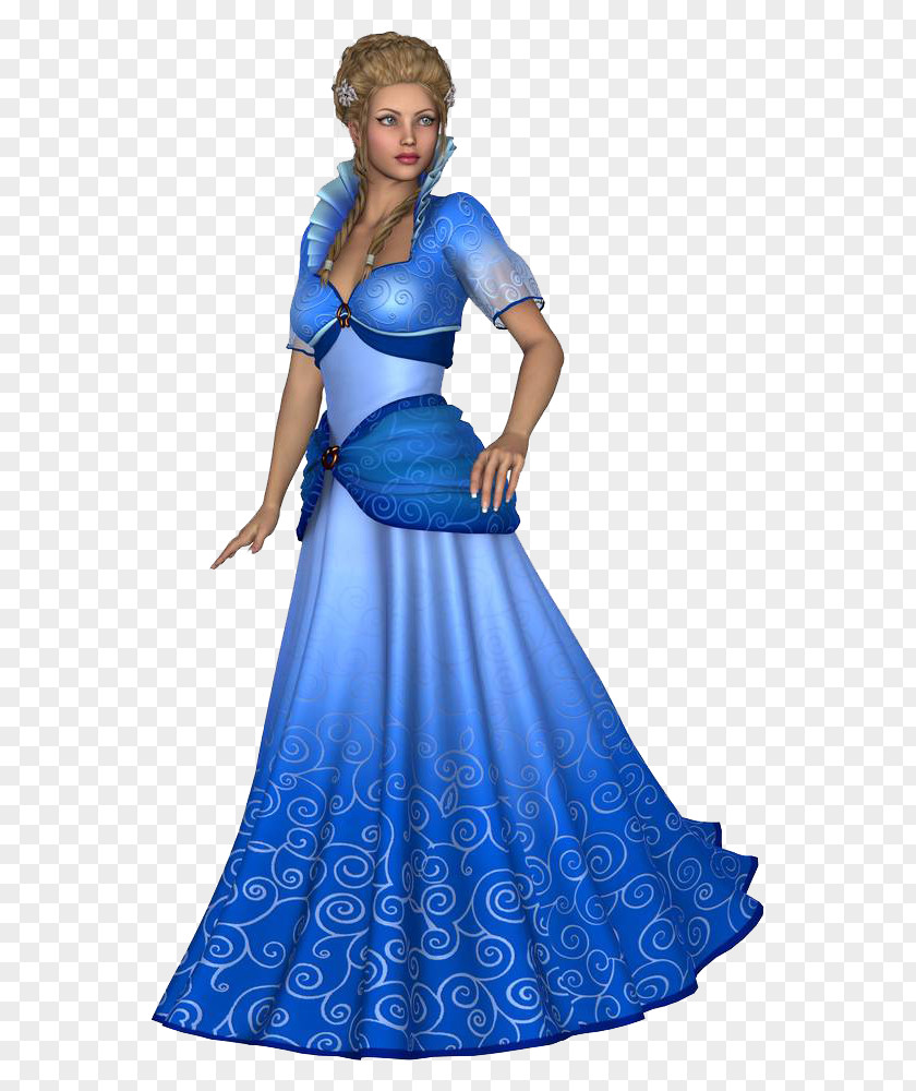 The Princess In A Dress Gown Blue PNG