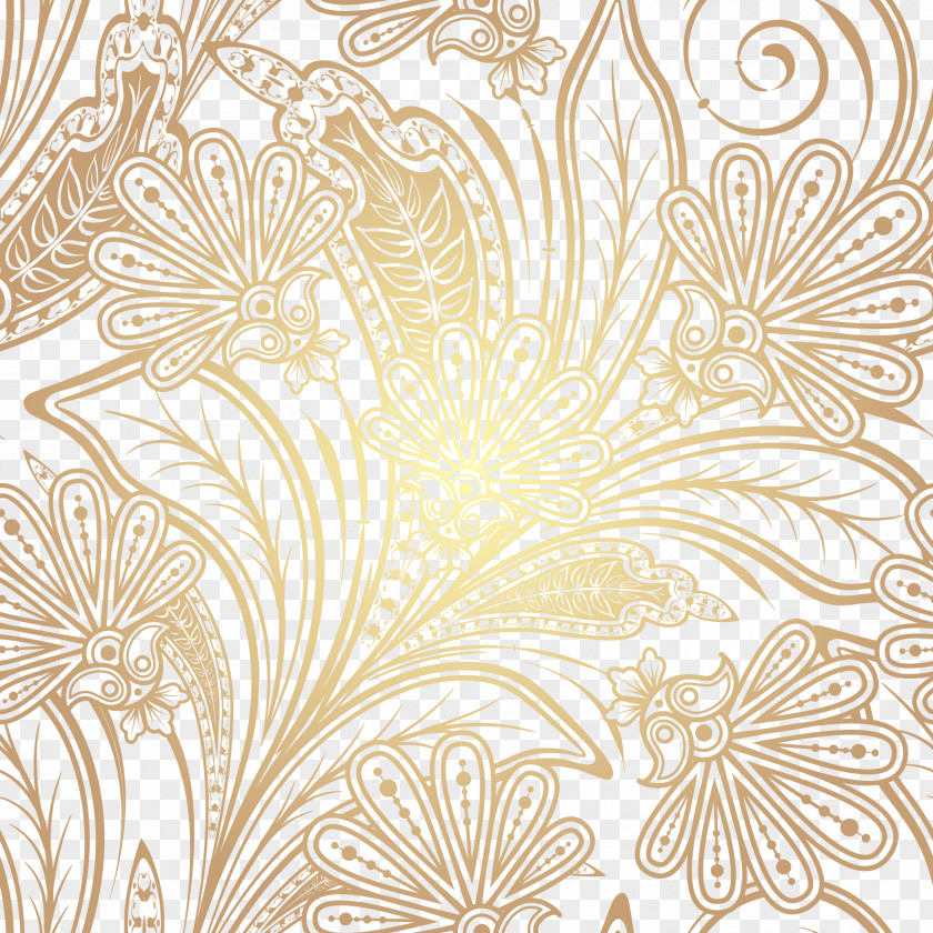 Golden Flower Vector Ornament Art Motif PNG