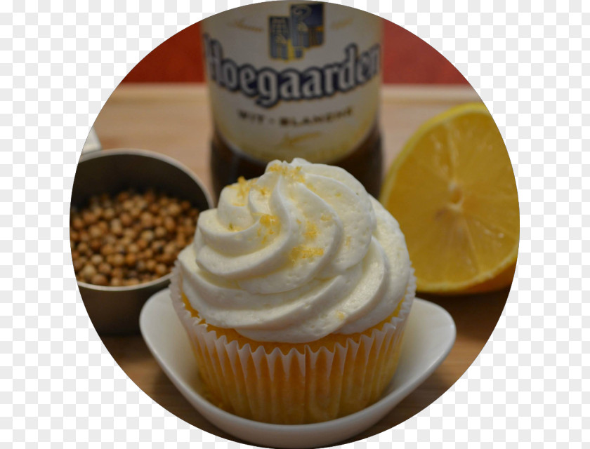 Lemon Peel Cupcake Wheat Beer Hoegaarden Brewery Cream PNG