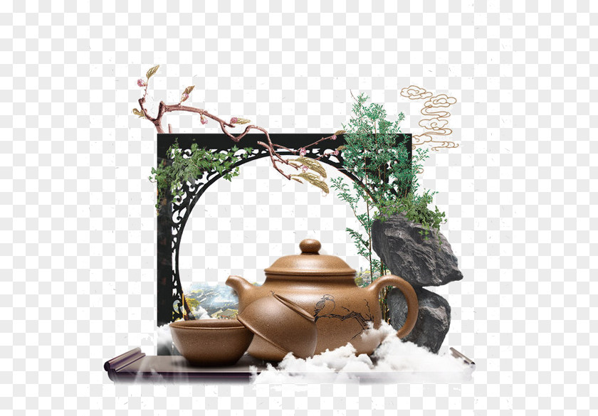 Tea Culture Green Yixing Clay Teapot Teaware PNG