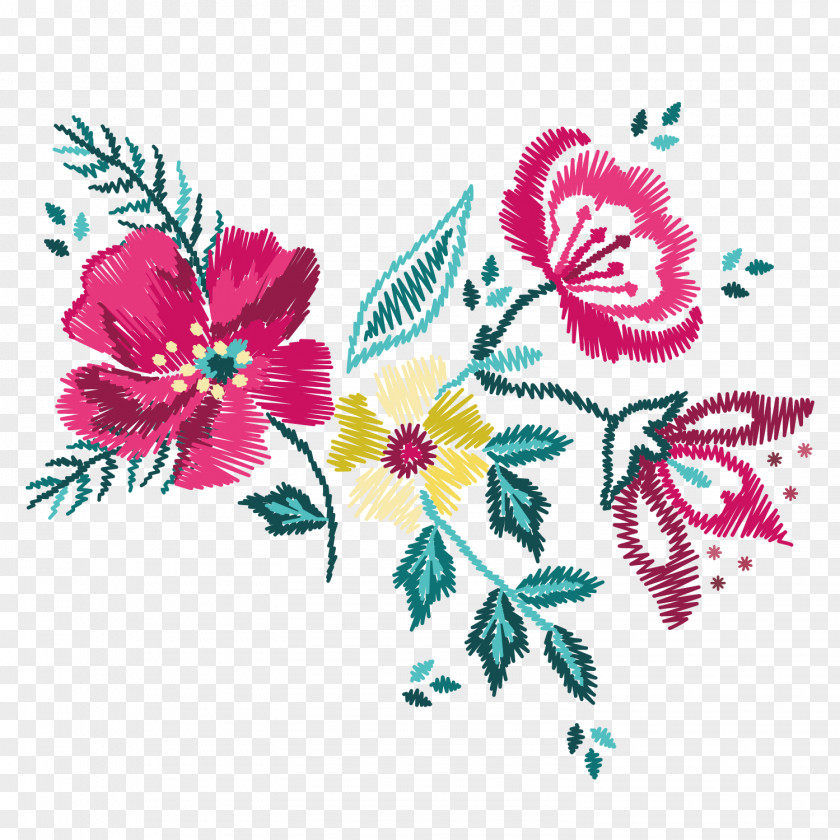 Bordado Ornament Embroidery Floral Design Flower Textile PNG