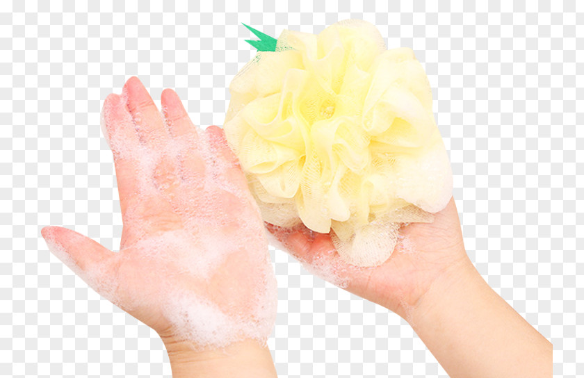 Hand Rubbing Yellow Bath Ball Material Thumb PNG