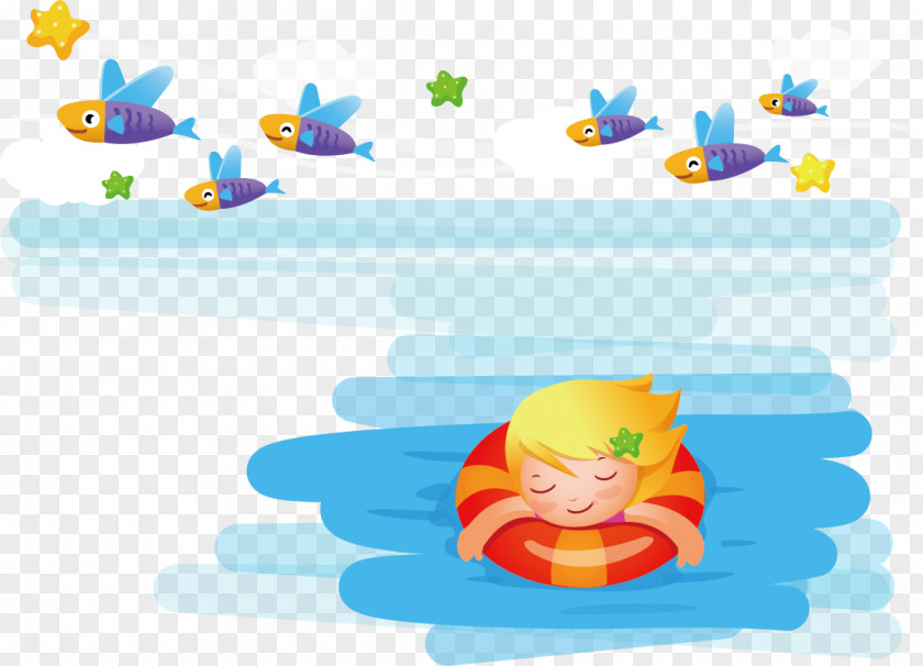 Swimming Boy Child Cartoon Illustration PNG
