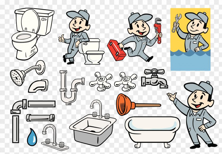 Toilet Workers Plumber Plumbing Pipe Bathroom Illustration PNG