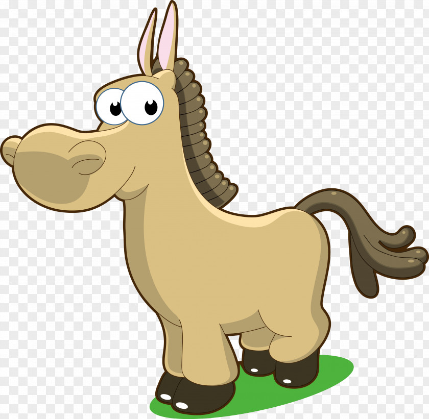 Cartoon Little Donkey Vector Horse Mare PNG