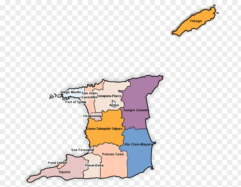 Map Port Of Spain Regional Corporations And Municipalities Trinidad Tobago Tunapuna Geography PNG