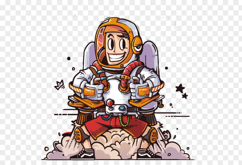 Rocket Man Cartoon Illustration PNG