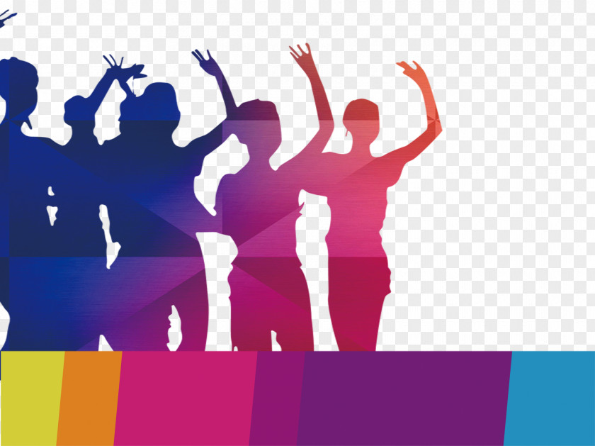 Colorful Party People Silhouettes High-definition Television Silhouette Set-top Box PNG