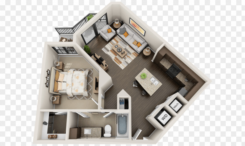 Apartment 3D Floor Plan Studio House PNG