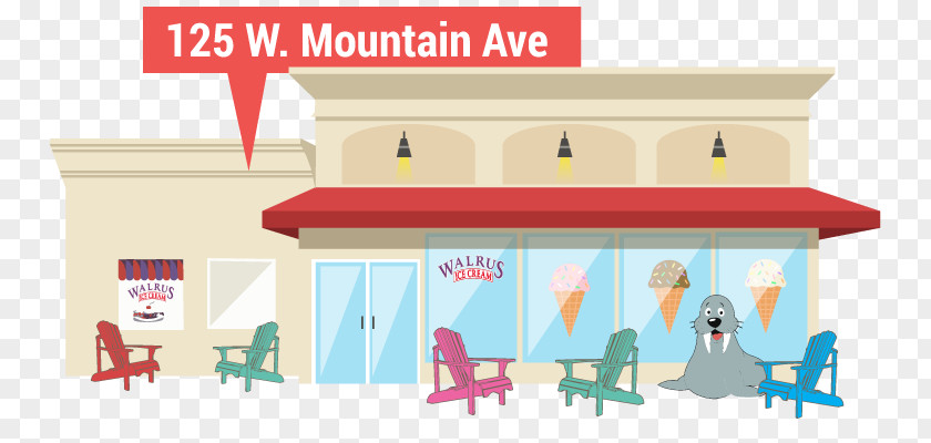Wally Walrus Ice Cream Cones Storefront PNG