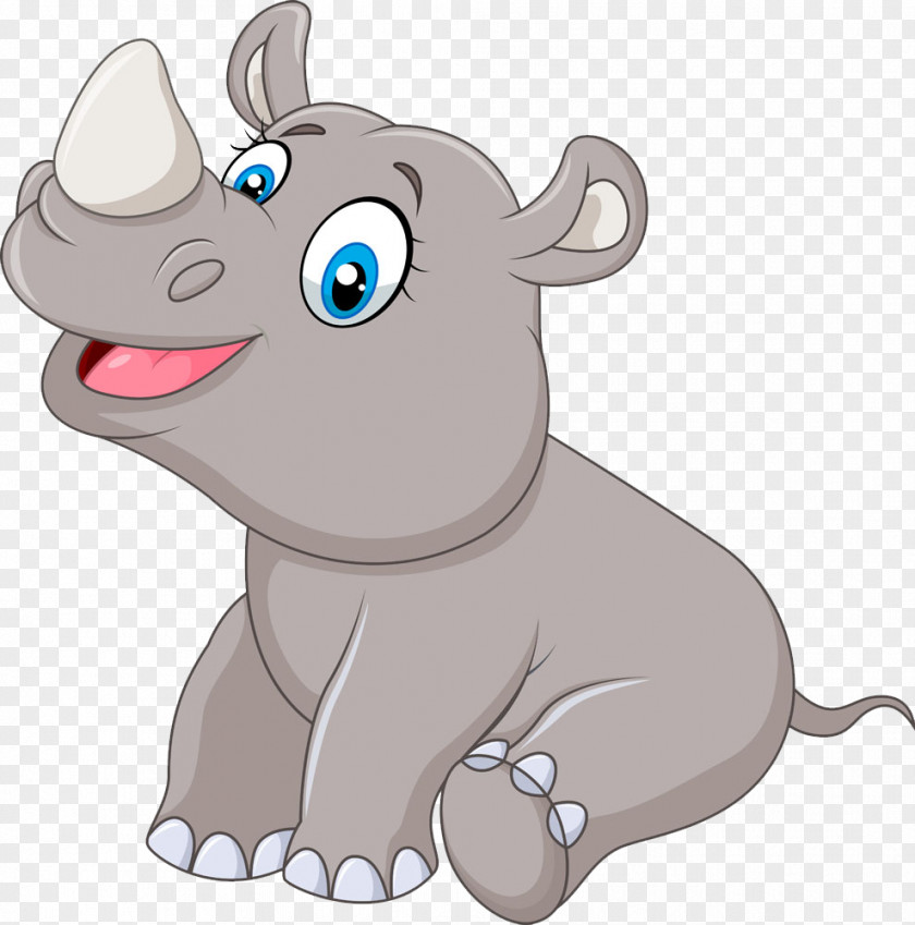 Naughty Rhino Rhinoceros Hippopotamus Cartoon Clip Art PNG