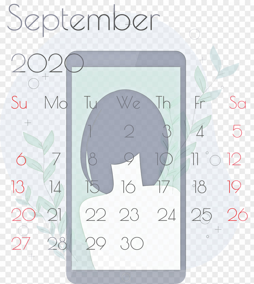 September 2020 Printable Calendar PNG