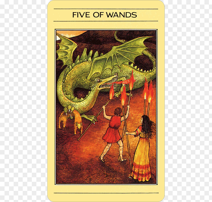 The Mythic Tarot Workbook Deck Five Of Wands Suit PNG