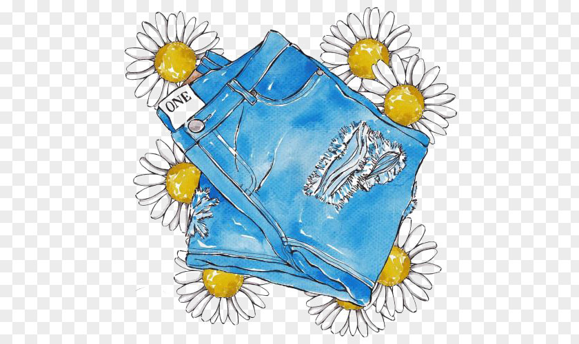 Drawing Jeans Denim Slim-fit Pants Overall Shorts PNG