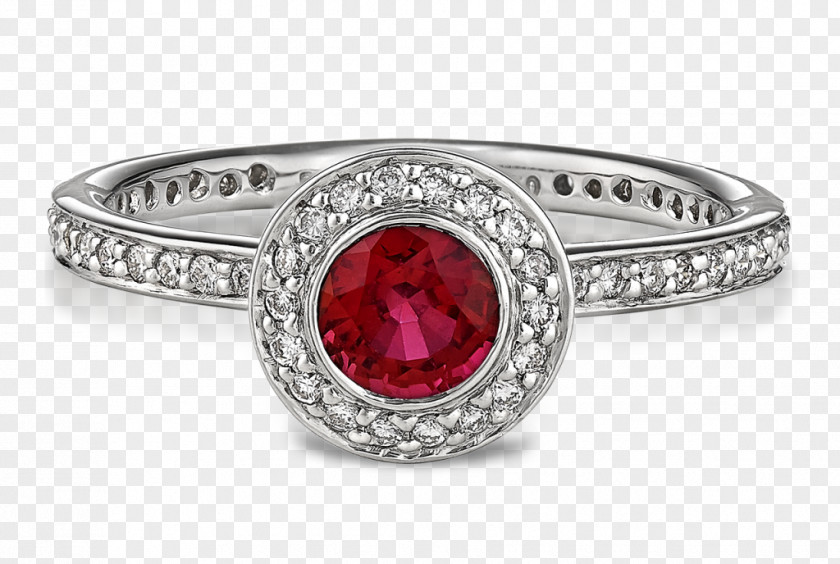 Halo Element Engagement Ring Ruby Wedding Diamond PNG