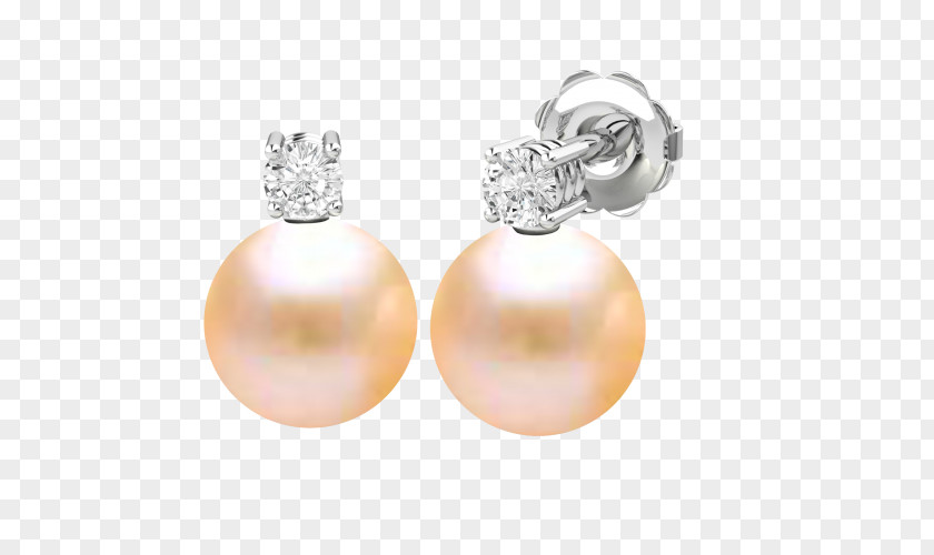 Peach Diamond Pearl Earring Brilliant Jewellery PNG