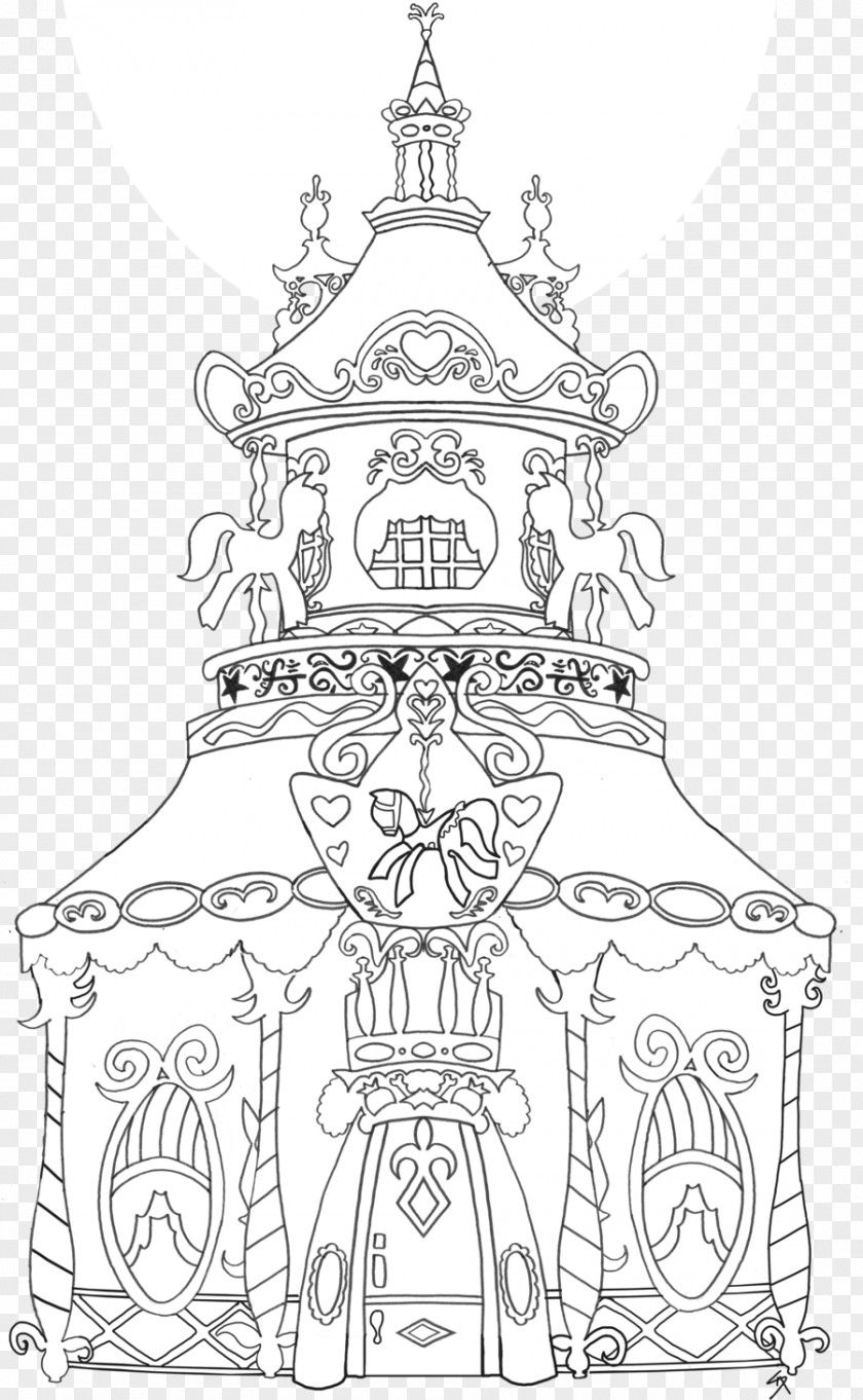 Carousel Symmetry Line Art Sketch PNG