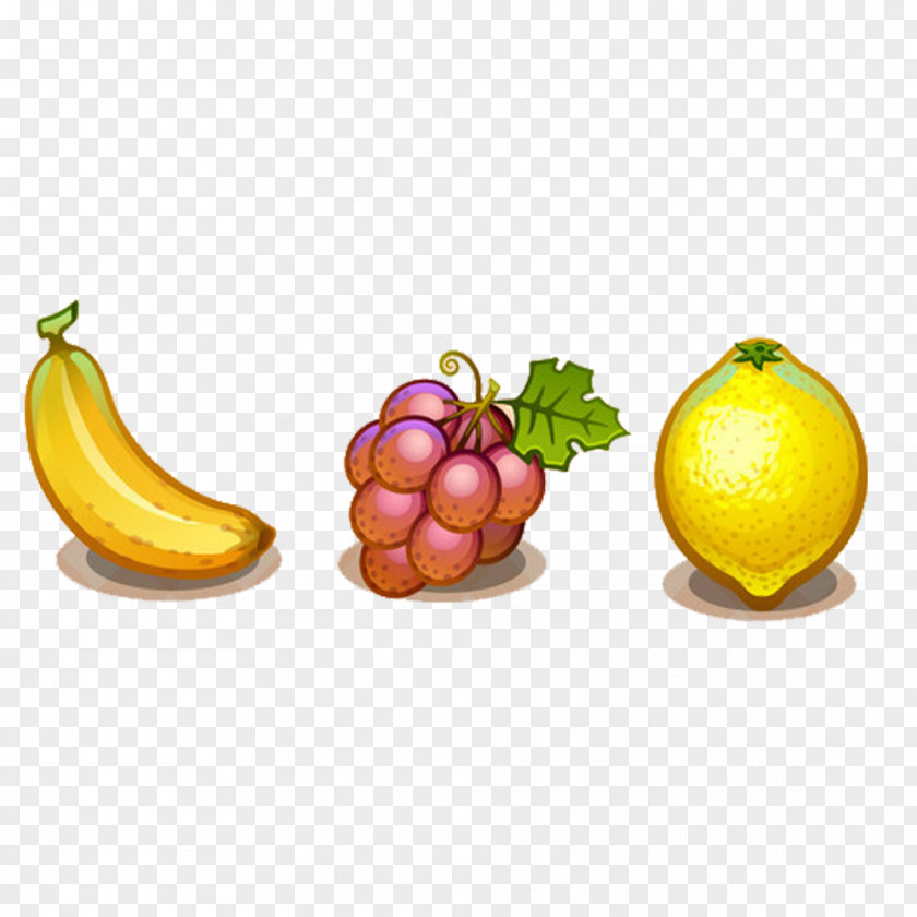 Hand-painted Banana Fruits Grapes Lemon Auglis Apple PNG