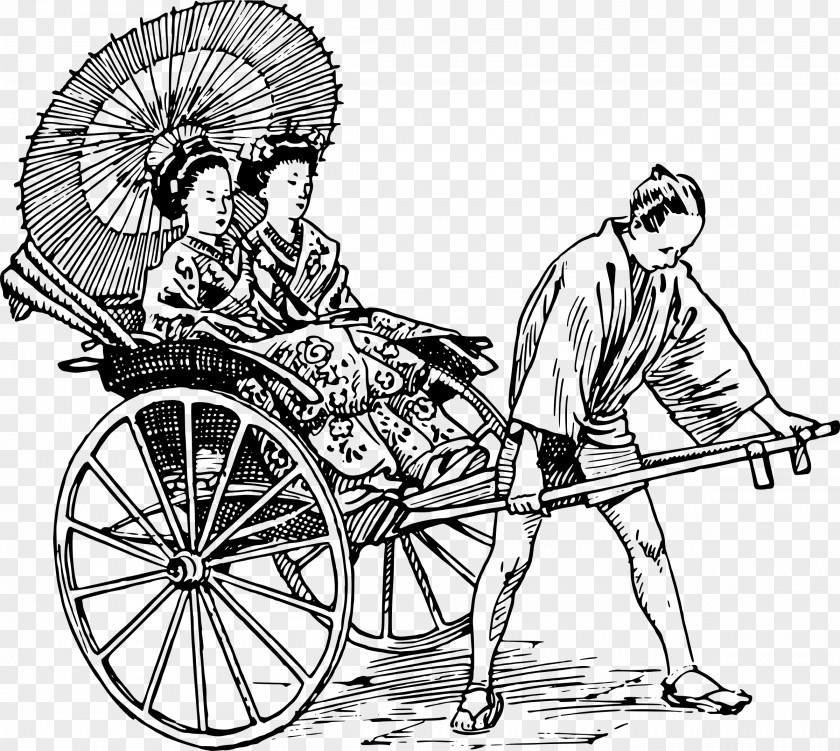 Carriage Auto Rickshaw Pulled Coloring Book PNG