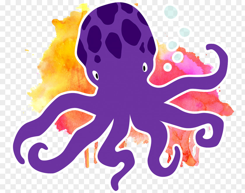 Violet Purple Octopus Cartoon PNG