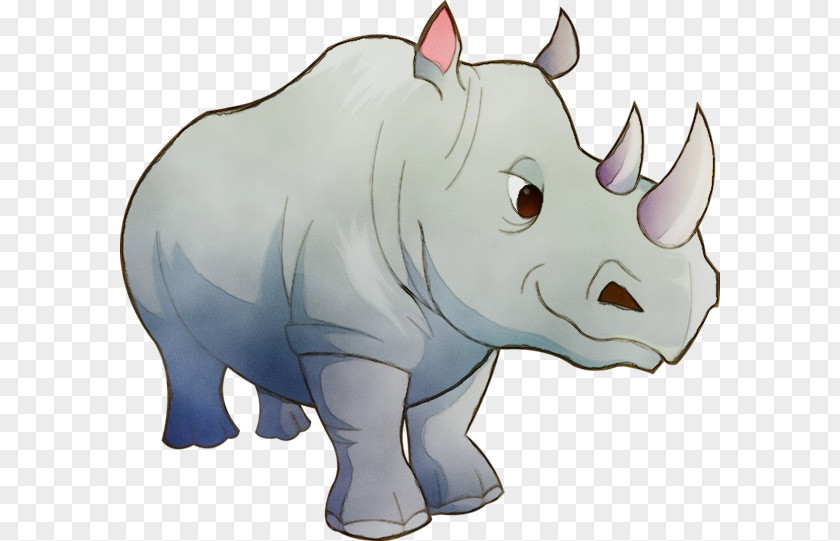 Rhinoceros Black Cartoon Animal Figure White PNG