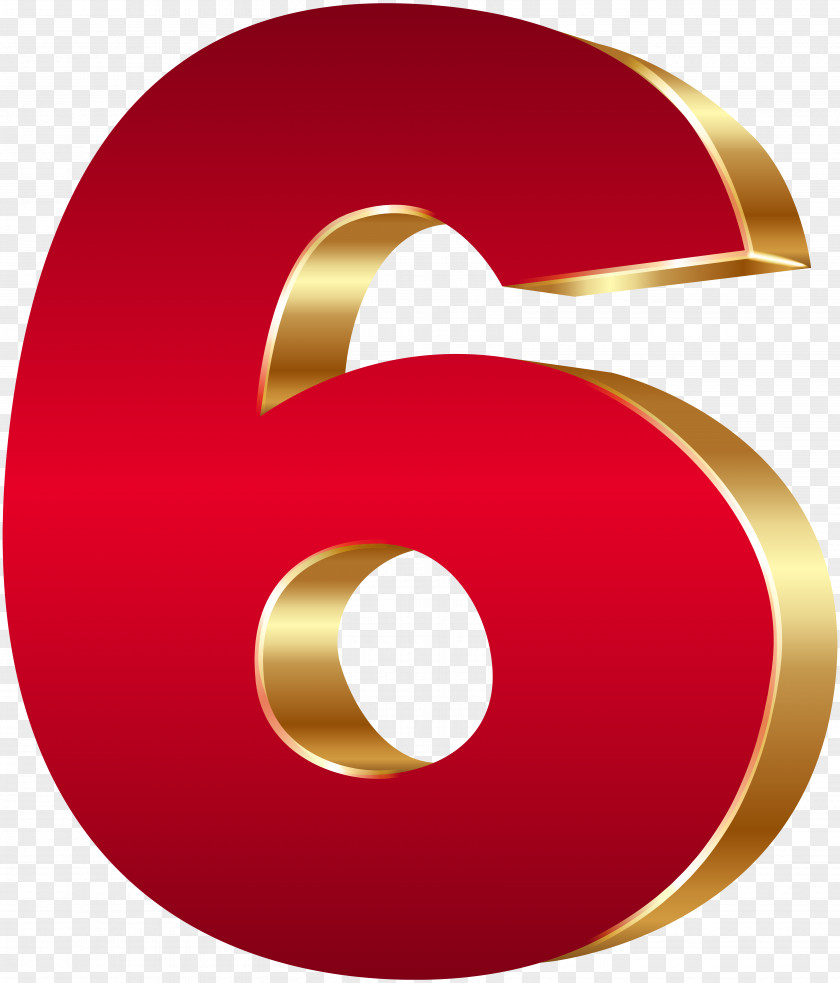 3D Number Six Red Gold Clip Art Image Computer Graphics PNG