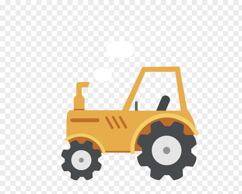 Vector Yellow Agricultural Tractor Download PNG