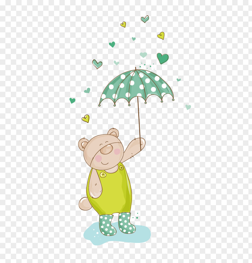 Bear Rabbit Umbrella Stock Illustration PNG