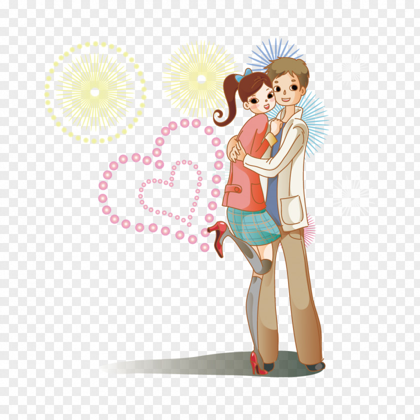 Couple In Love Cartoon Illustration PNG