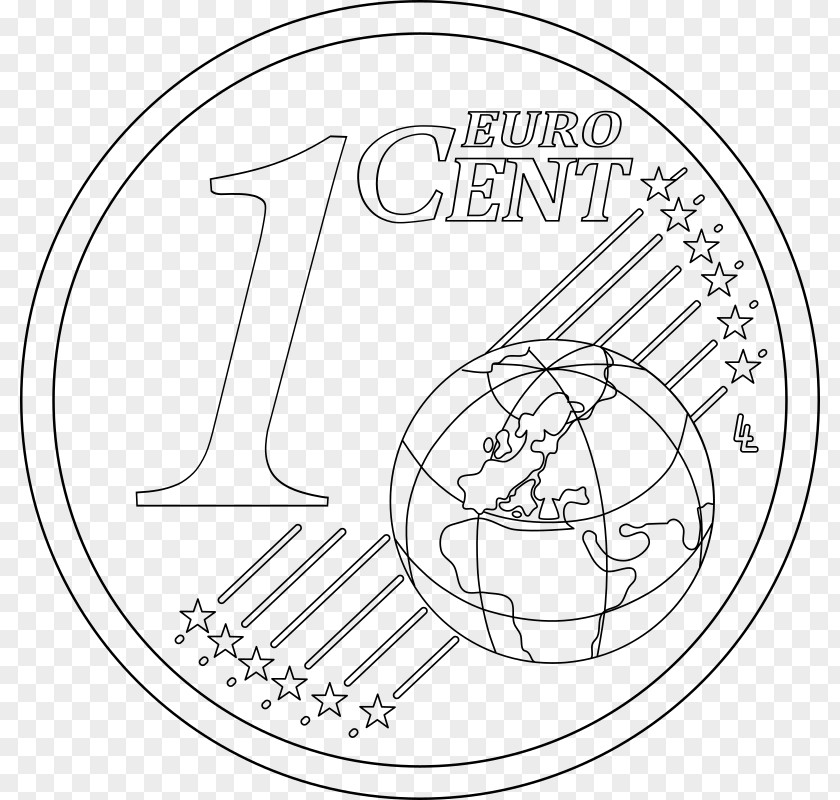 1 Euro Coin Penny Cent Clip Art PNG