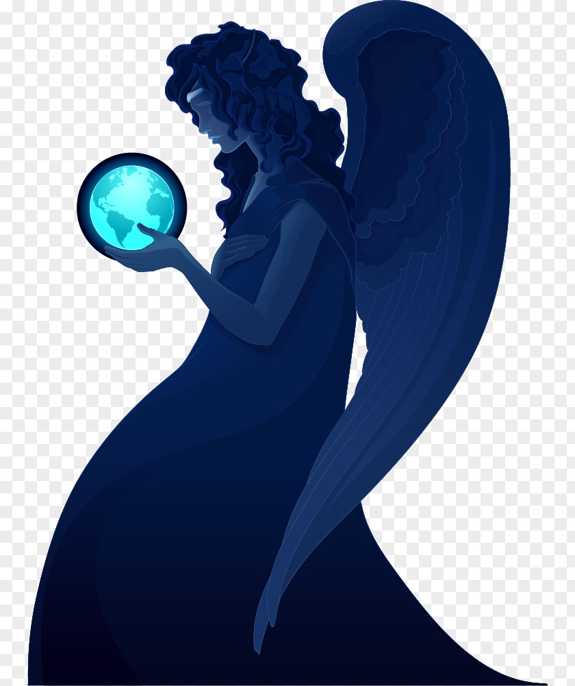 Greek Goddess Holding Crystal Ball Illustration PNG