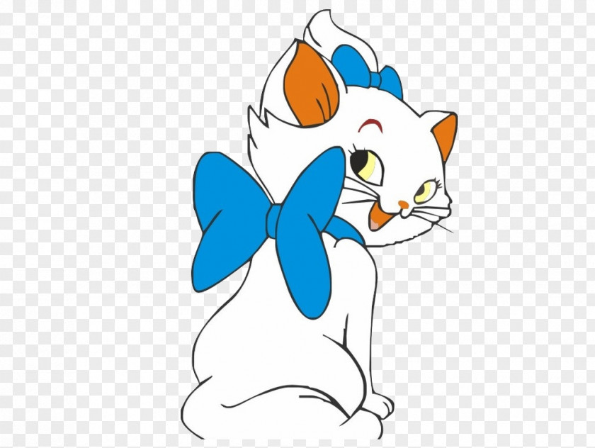 Wearing A Blue Bow Cartoon Cat Kitten Whiskers Clip Art PNG