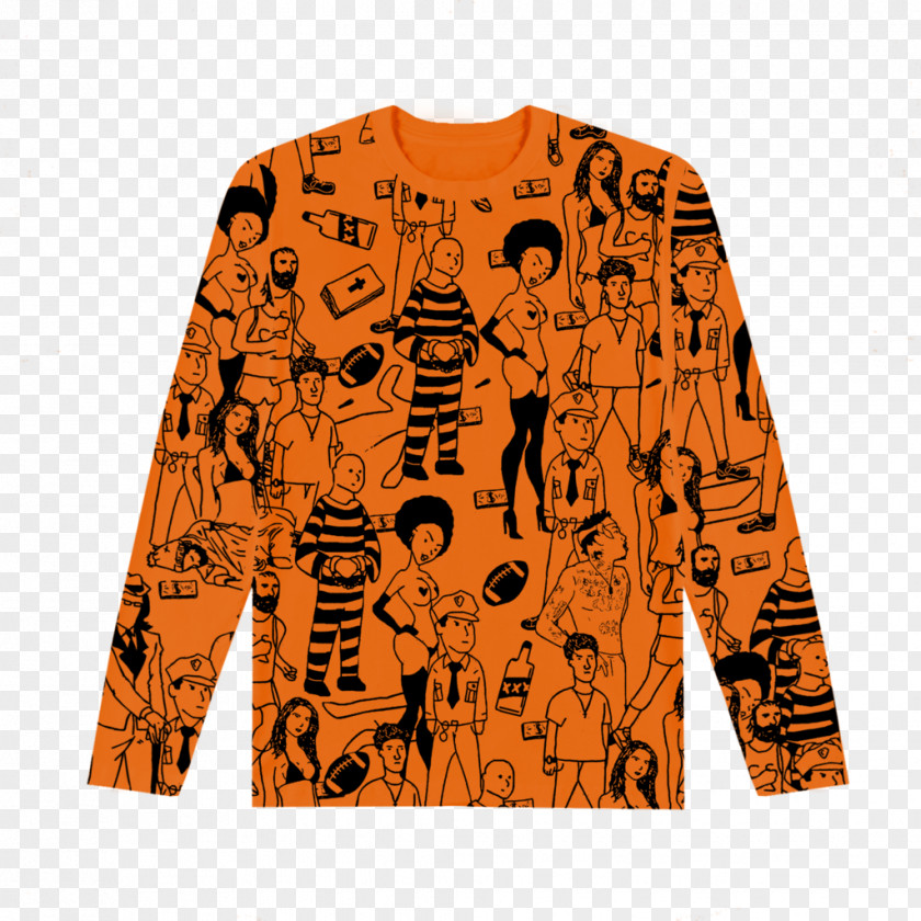 All Over Print Long-sleeved T-shirt Sweater PNG