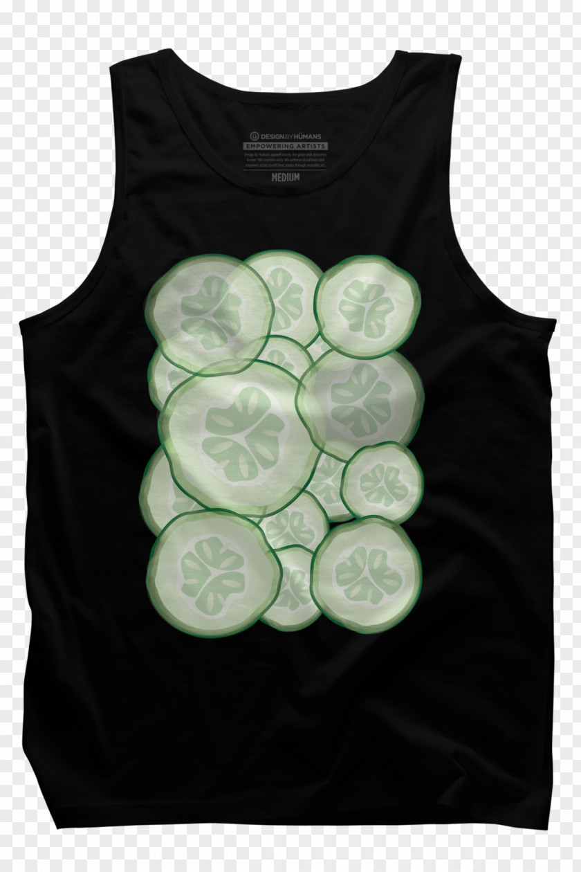 Cucumber Slices And Image T-shirt Gilets Sleeve Green PNG