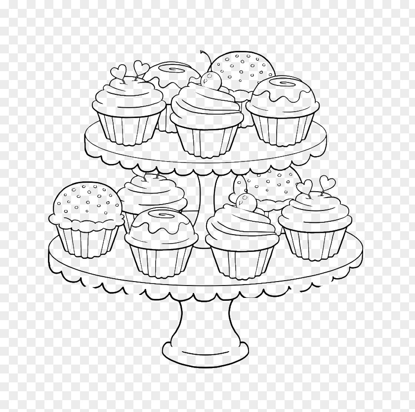 Cake Cupcake Muffin Frosting & Icing Coloring Book PNG