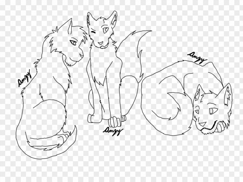 Cat Line Art Cartoon Paw Sketch PNG