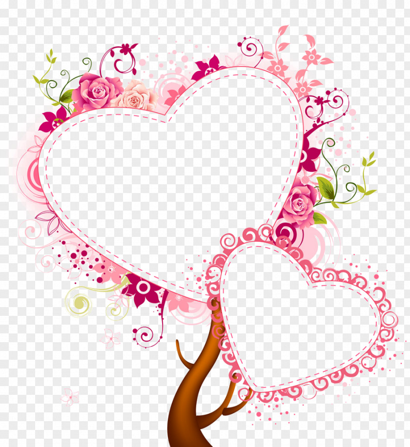 Pink Heart-shaped Tree Right Border Of Heart Structure Euclidean Vector Pattern PNG