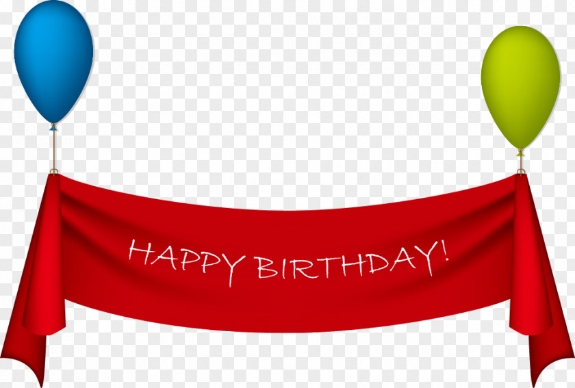 Vector Balloon Banner Birthday Ribbon Greeting Card Clip Art PNG