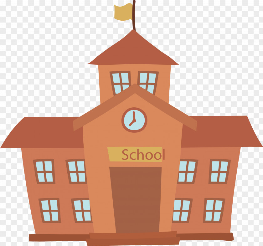 School Building Cartoon PNG