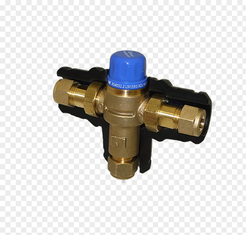 Brass Thermostatic Mixing Valve Water Heating Plumbing Relief PNG