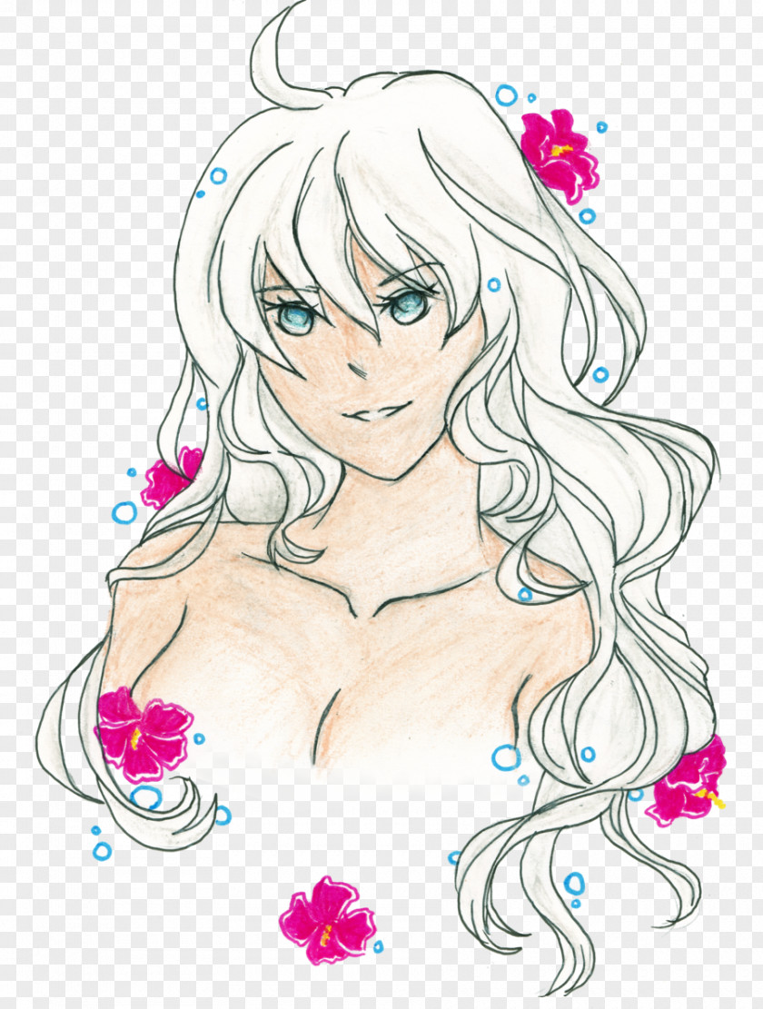 Flower Sea Hair Coloring Drawing Human Color PNG