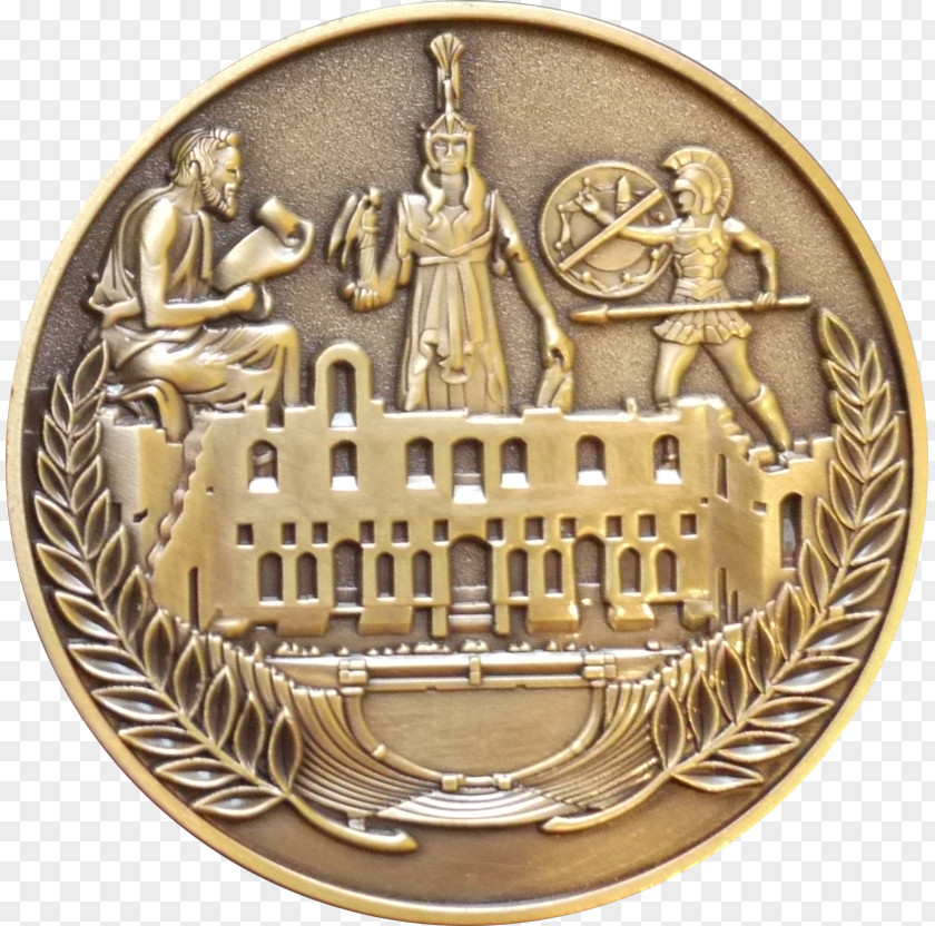 Parthenon Bronze Medal Metal Gold PNG