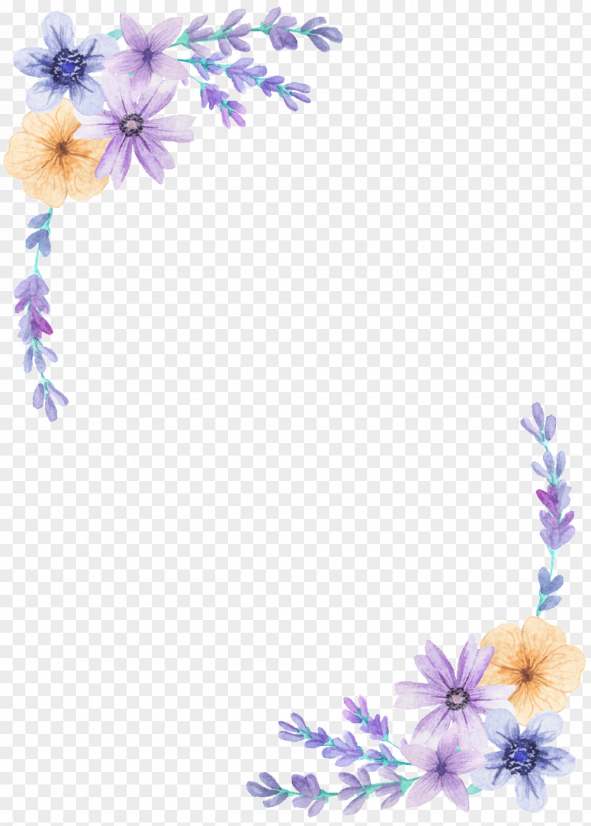 Violet Borders And Frames Clip Art Floral Design Watercolor Painting PNG