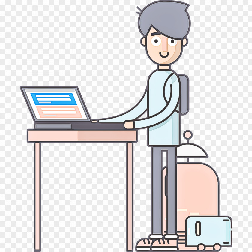 Cartoon Job Line Desk Computer PNG