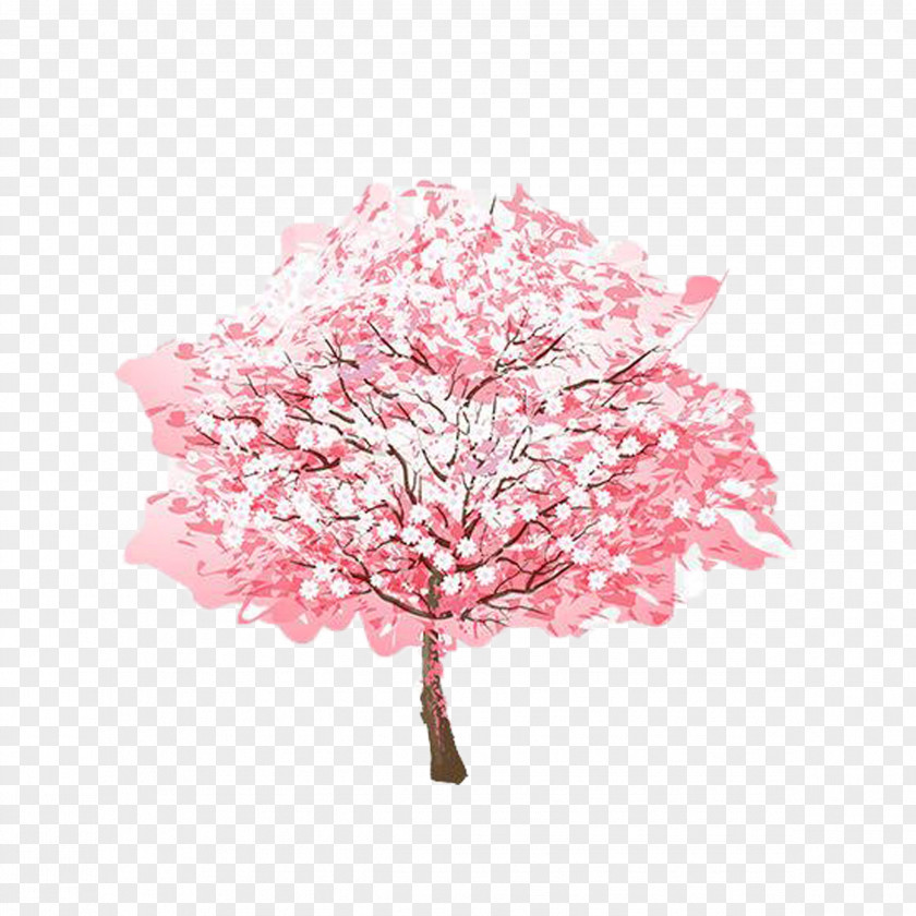 Lovely Hand-painted Cherry Trees Buckle Free Material Blossom Tree PNG
