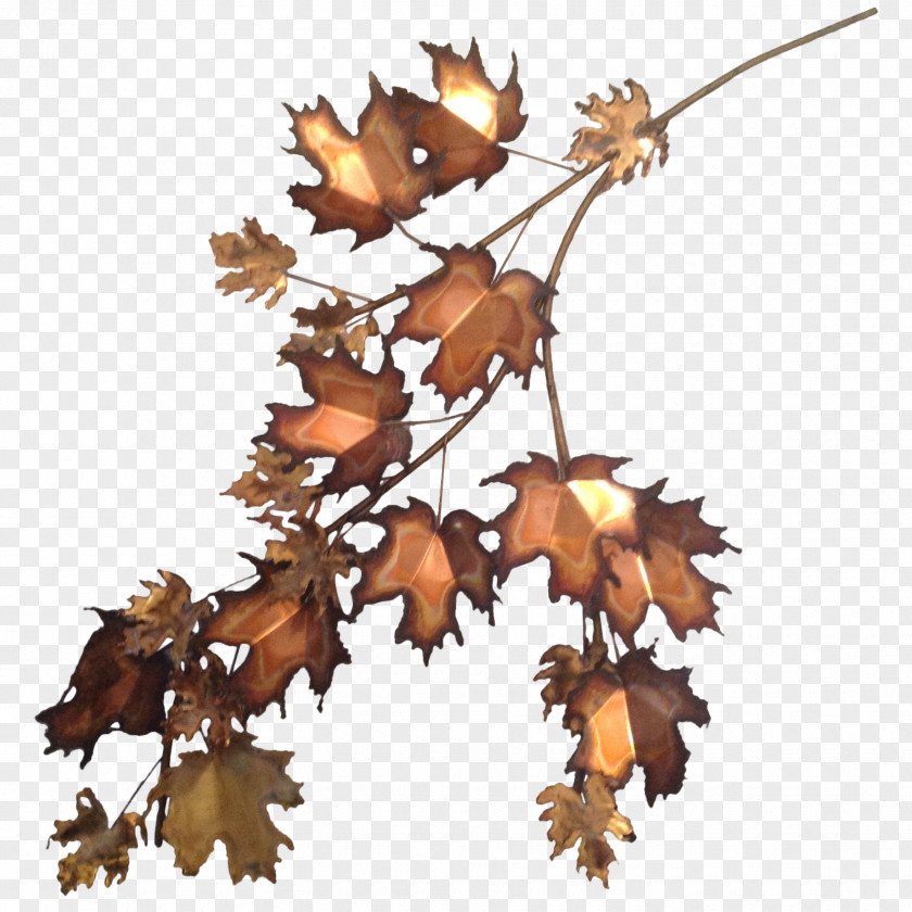 Autumn Leaf Twig Art Sculpture Wall Decal PNG