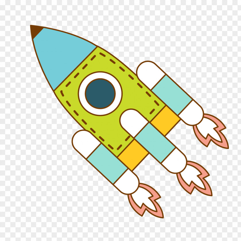 Blue Green Cartoon Spaceship PNG