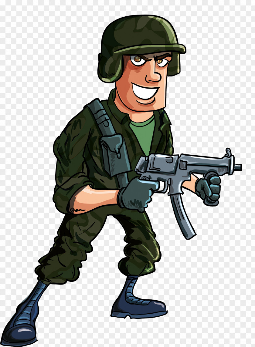 Soldiers Armed With Guns Soldier Cartoon Firearm Machine Gun PNG