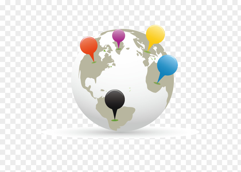 Technology To Contact The World Globe Map Paper Pin PNG